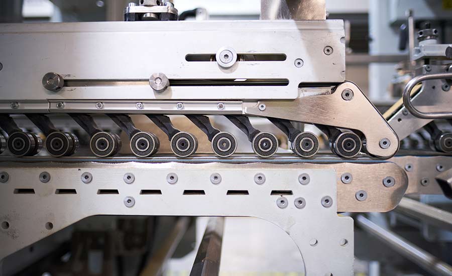 A machine with many rollers
